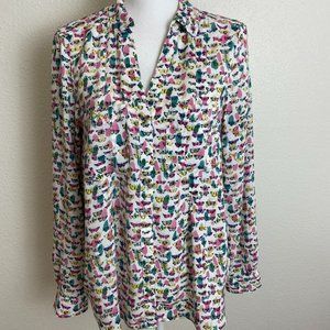 Anthropologie Maeve Rochelle Butterflies blouse  V-neck Long sleeves